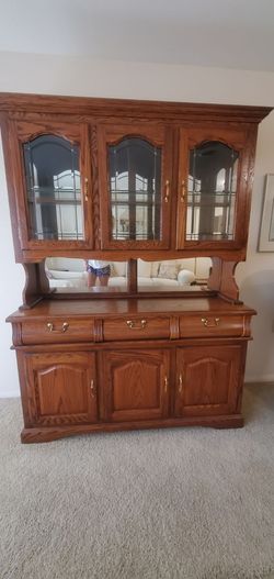 Solid wood and glass hutch