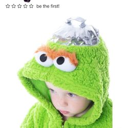 Sesame Street Oscar the Grouch Costume. Green Fleece Toddler Size 3T Zipper Onesie
