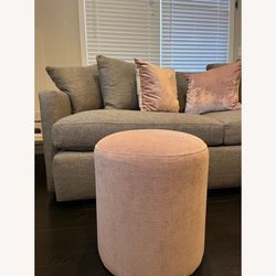 Two Velvet Pink West Elm Ottomans/Stools