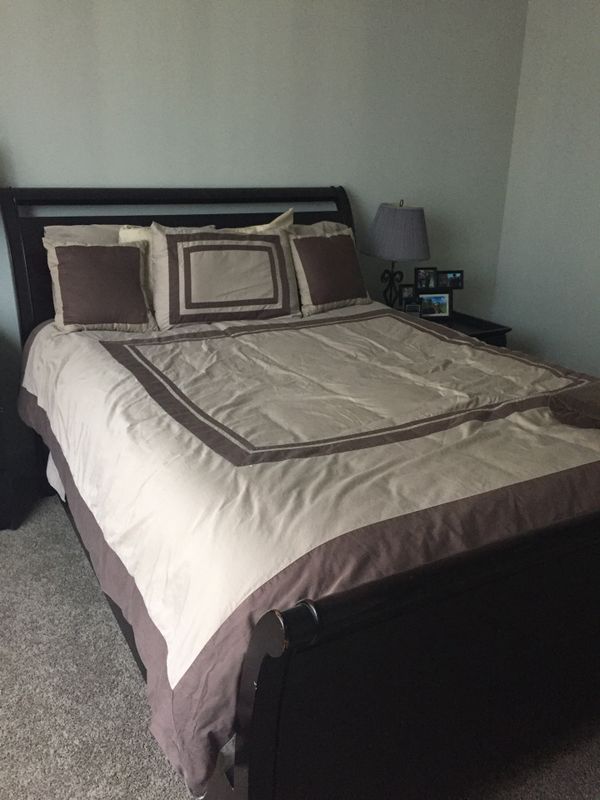 Crate Barrel Cherry Sleigh Bed