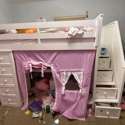 $400 OBO High Quality Low Loft Bed With Drawers & Desk