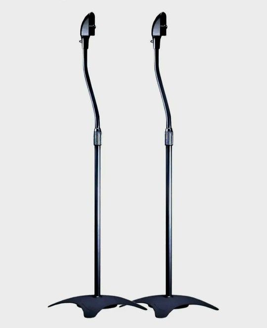 Monoprice Satellite Speaker Floor Stands - Black (Pair) Supports Up to 5 Lbs. Each, Height Adjustable (26.8 to 43.3 Inches)