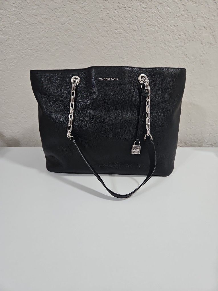Michael Kors Mercer Medium Chain Link Leather Tote Admiral