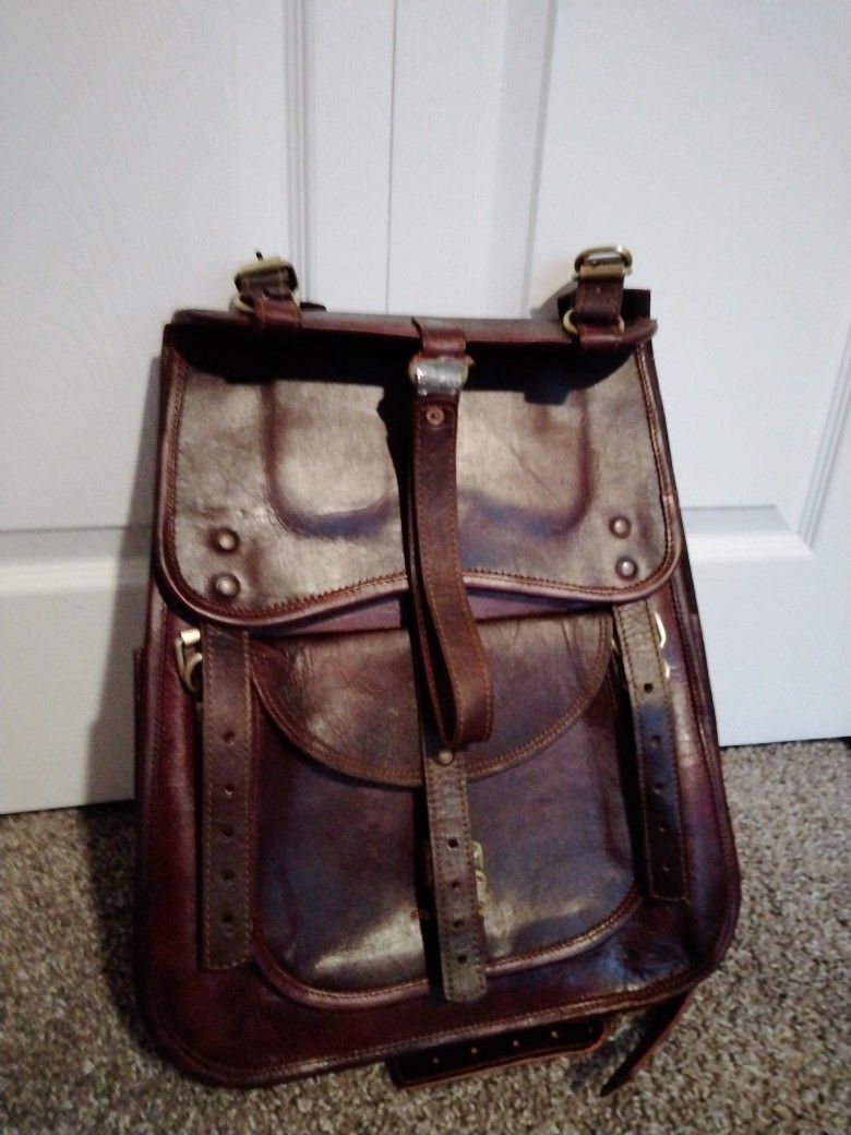 New Handmade World Backpack Natural Leather