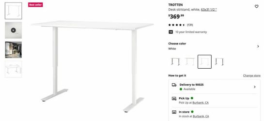 IKEA TROTTEN STANDING DESK $300 - Original $370