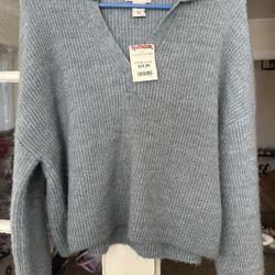Sincerely Jules blue knit polo sweater