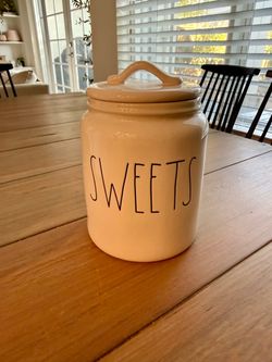 Rae Dunn SWEETS Ceramic Canister with Lid Farmhouse Kitchen Decor