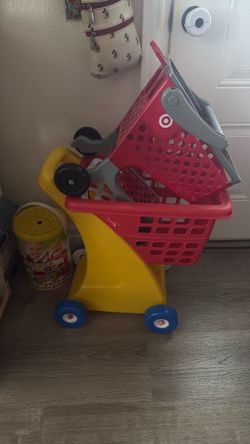 2 kids shopping carts&some blocks