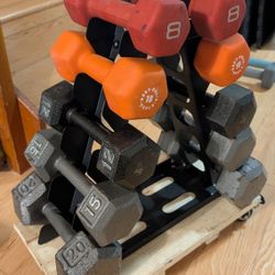 130 Lbs Dumbbells Set With Rolling Stand 