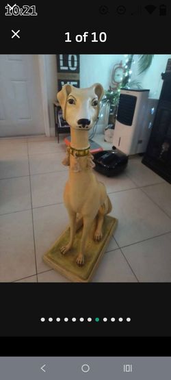 10.5ʺW × 18ʺD × 33ʺH *Vintage* Italian Pale Yellow Palm Beach Regency Whippet Greyhound Dog Statue! RARE!