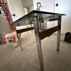 MCM side Table Chrome And Brown 