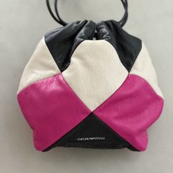 Emporio Armani genuine Leather Drawstring Bucket Bag