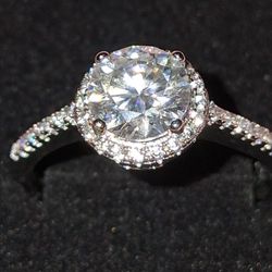 Moissanite Halo ring 1 CT VVS adjustable ring
