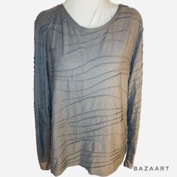 sz xl simply vera wang gray rayon knit long sleeve shirt
