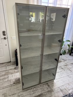 Tall Glass Display Cabinet with Shelves – White