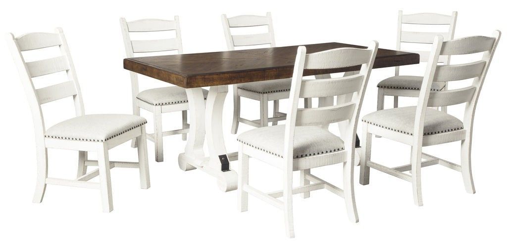 Valebeck White-Brown Dining Room Set🪑🪑5 Piece Price!! (Table+4 Chairs)🏡