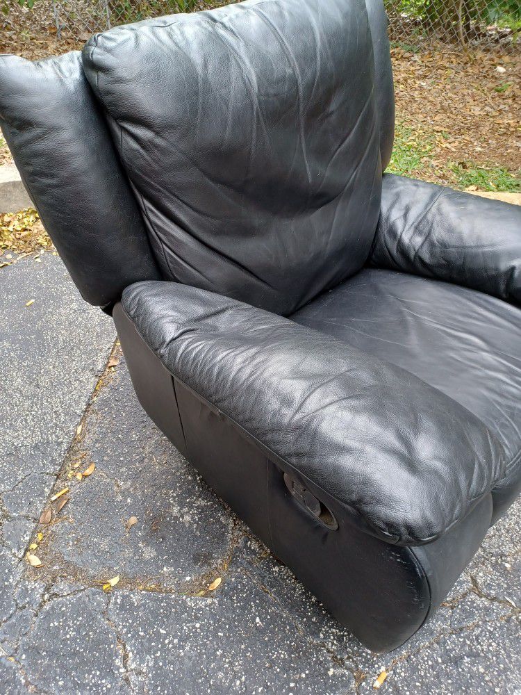 Black Faux Leather Chair [ Rocks But Doesn't Recline)