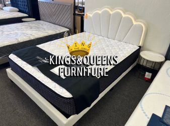 New Queen bed frame with mattress