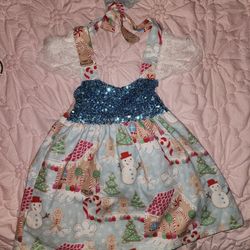 Gingerbread snowman sequin holiday Christmas sparkle Dress Custom Size 2T 24 mo
