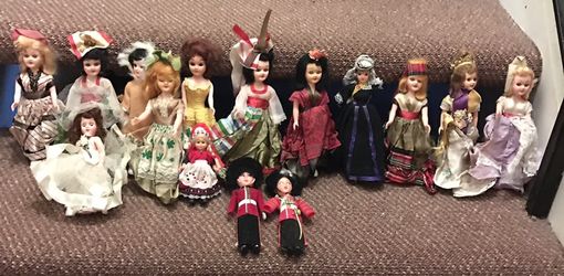 All for $100 vintage dolls 7inches in the 70s