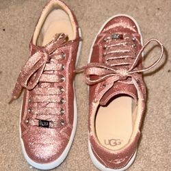 Sparkly/Glittery PINK Lace Up  UGG Brand Tennis Shoes 