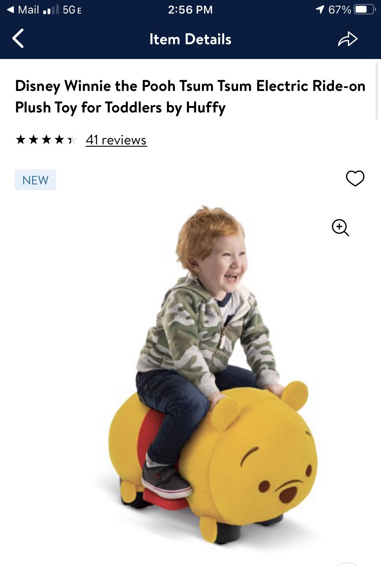 Disney Winnie the Pooh Tsum Tsum Electric Ride-on Plush Toy for Toddlers by Huffy