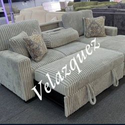 ✅️✅️2-Piece Convertible Sectional
Sleeper Sofa W/Fold-Down Table & Chaise Storage✅️✅️