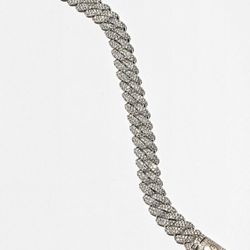 King Ice Iced Diamond Cut Miami Cuban Link 12mm Silver Bracelet
