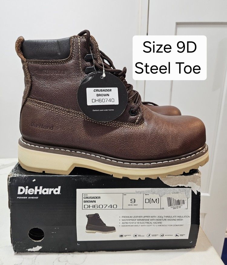 Die Hard Steel Toe Work Boots Size 9