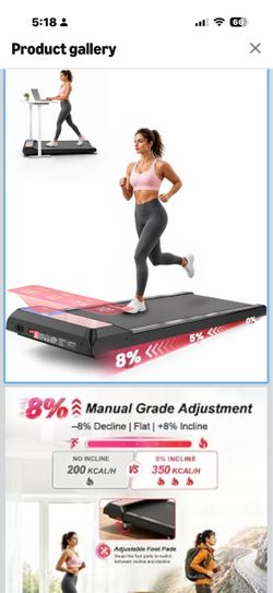 Walking Pad Treadmill with 8% Incline, Under Desk Treadmill 2.5HP Quiet BLDC EvoDrive Motor, 1-4 MPH Walking & Light Jogging, Supports up to 265 lbs, 