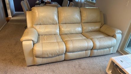 Cream Leather Reclining Sofa and love seat