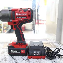 Bauer 2085CR-B 20V Brushless Cordless, 1/2 in. High-Torque Impact Wrench Kit with 5 Ah Battery and Charger