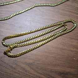 Real 10K Gold Men's Miami Cuban Link Chains & Bracelet
