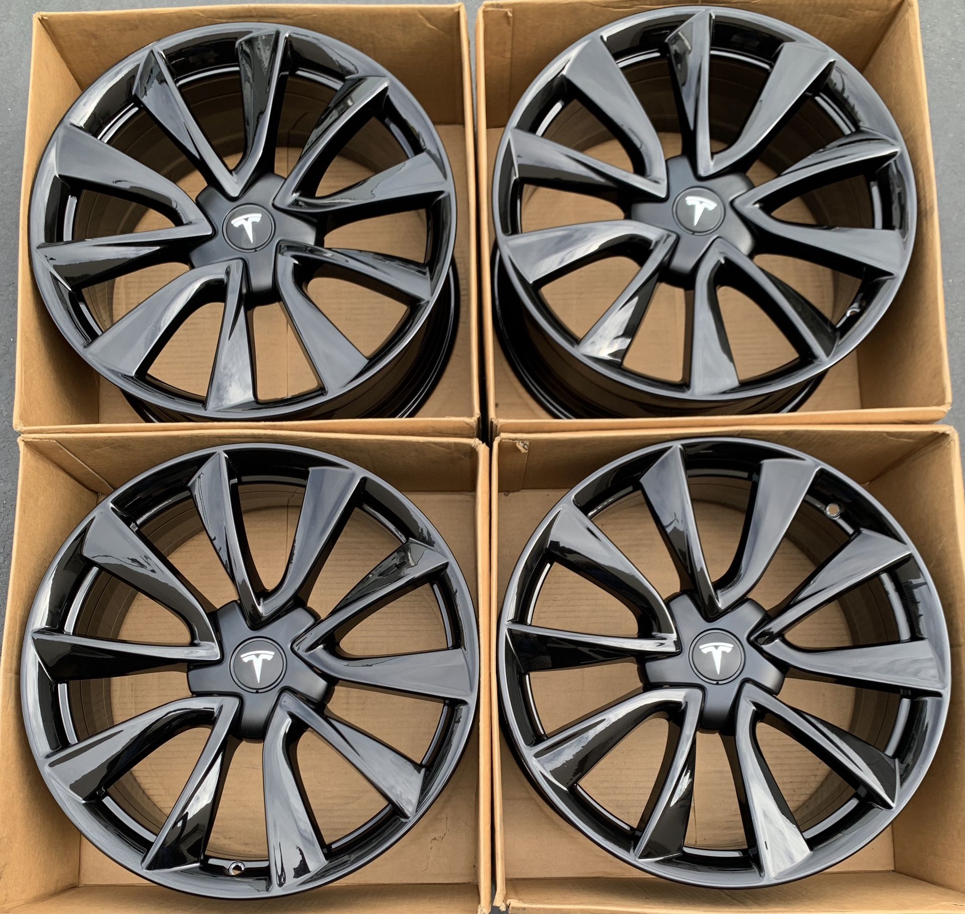 19” Tesla Model 3 Factory Wheels Rims Gloss Black Exchange Only