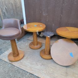 Unique Wood oak small tables, table bases, stool 

As you can see, I have four interesting design wooden oak veneer bases,