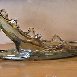 Vintage Green Hand Blown Dish