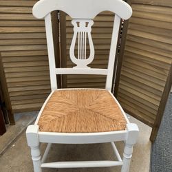 White chair woven seat  19 ½ W x 19D x 36 H