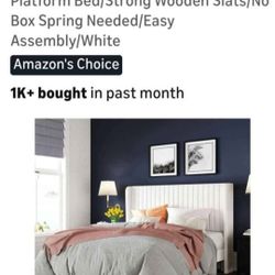 Full Size Bed Velvet  Bed Frame With Vertical Channel Tufted Wingback Headboard Upholstered Platform Bed 