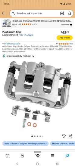 Front Right Brake Caliper Assembly w/Bracket 18B4-2010 For Ford For Explorer,2007-2010 For Ford For Explorer Sport Trac,2006-2010 For Mercury 
