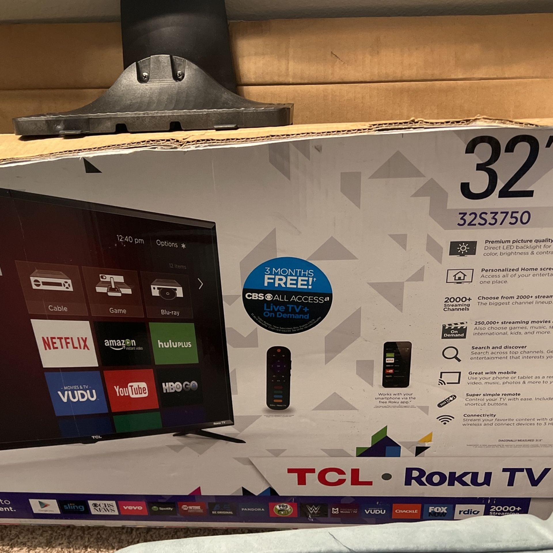 32in TCL Roku TV With Stand