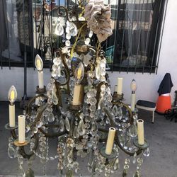 Candelabro De Bronce Con Cristal 