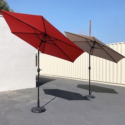 (New in box) $70 Outdoor Patio 10 FT Umbrella and 30lbs Base Stand Set, Beige/Red 