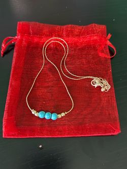 Turquoise beaded gold necklace