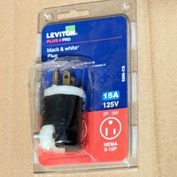 15 Amp 125-Volt Straight Plug, Black and White 5266-CS