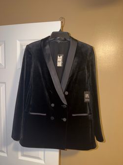 Express Black Velvet Double-Breasted Blazer