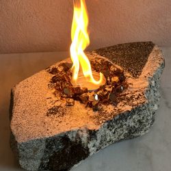 Handmade Stone Table Top Fire Pit for Indoor & Outdoor, Stone Candle Holder 