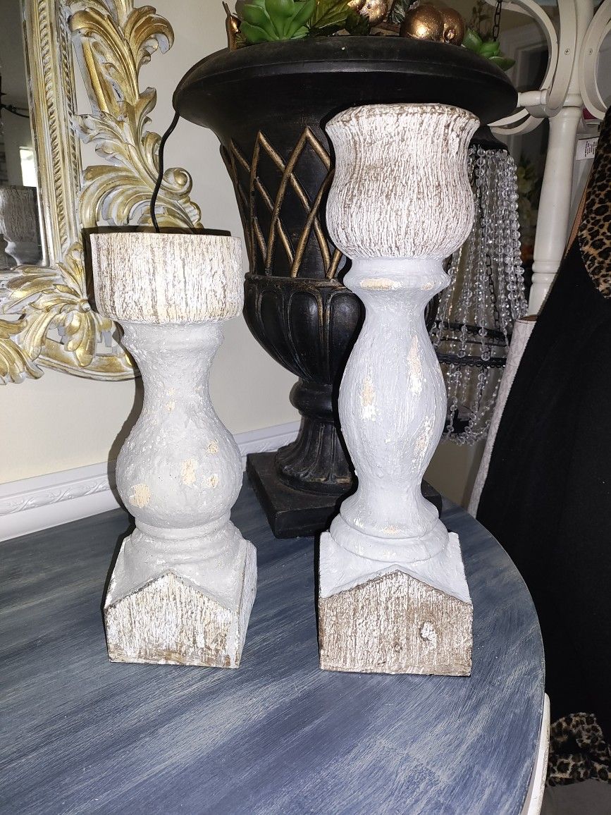 Rustic Wood Candle Holders Set, 12" And 15" ,PICK UP IN EAST ORLANDO!!