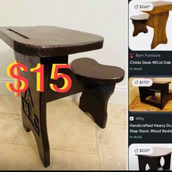 $15 Vintage Hand-Carved Wooden Kid’s desk with Seat,real Solid wood very sturdy can be painted