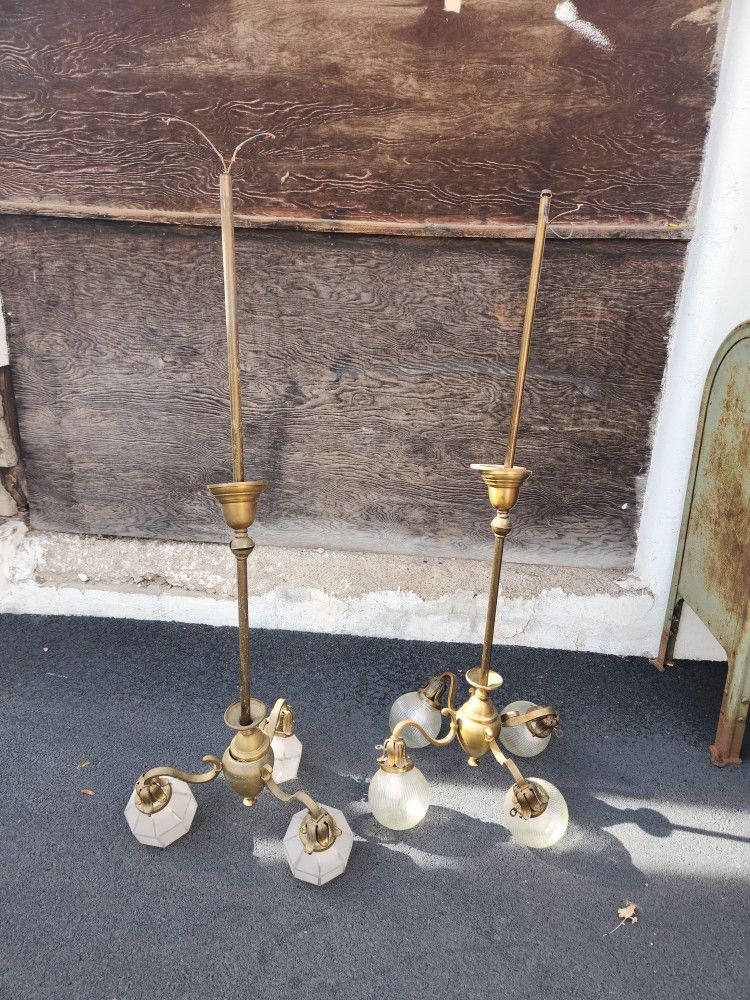Two (2) Matching Brass Chaldeliers