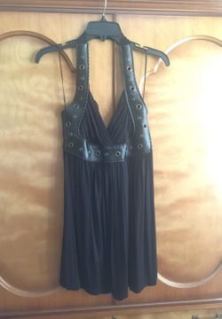Leather and cotton halter top/dress
